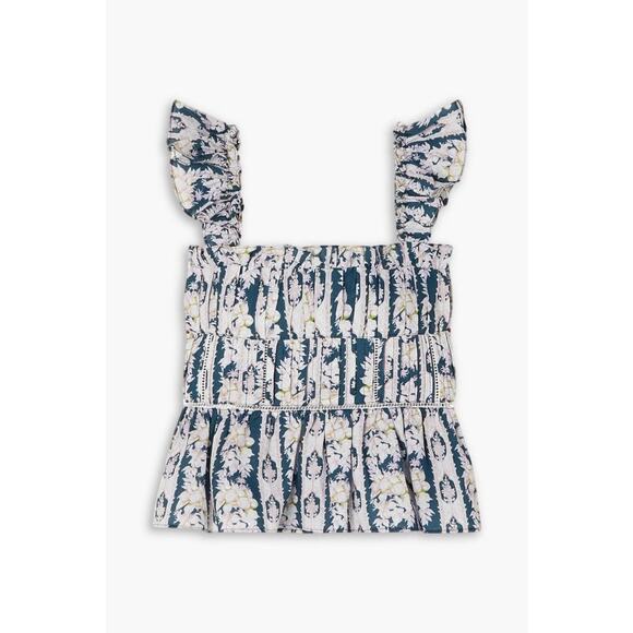 Lug Von Siga Helena Ruffled Floral-Print Cotton And Linen-Blend Top - Fr38 - Picture 1 of 7
